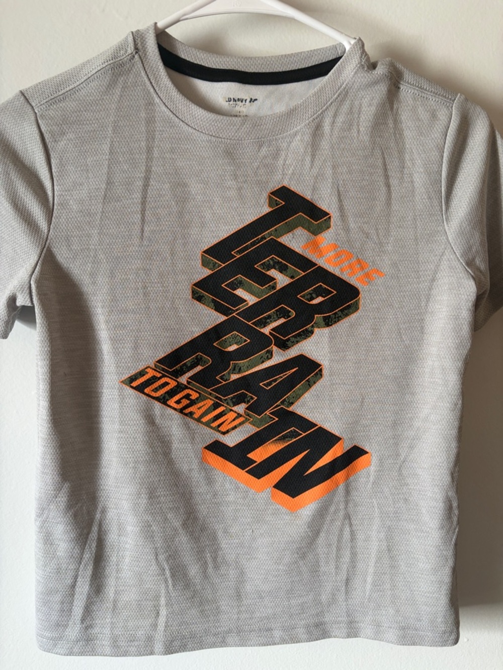 Old Navy Gray Tee with Black and Orange Graphic